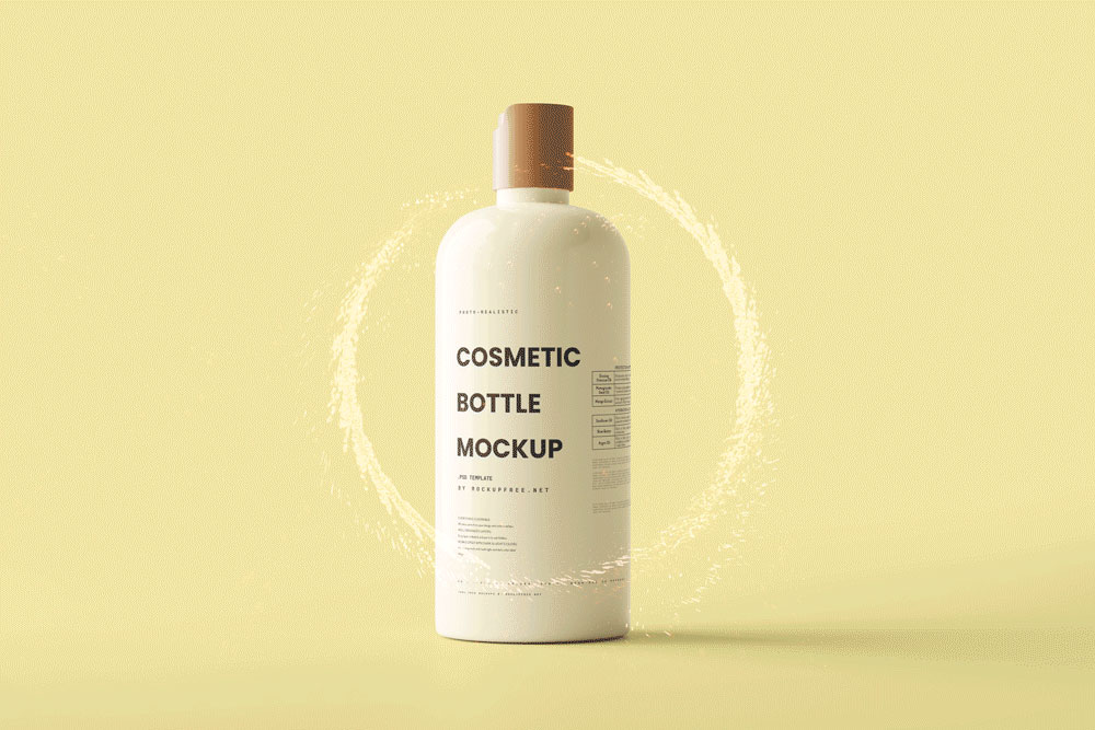 Front View of Animated Cosmetic Bottle Mockup preview