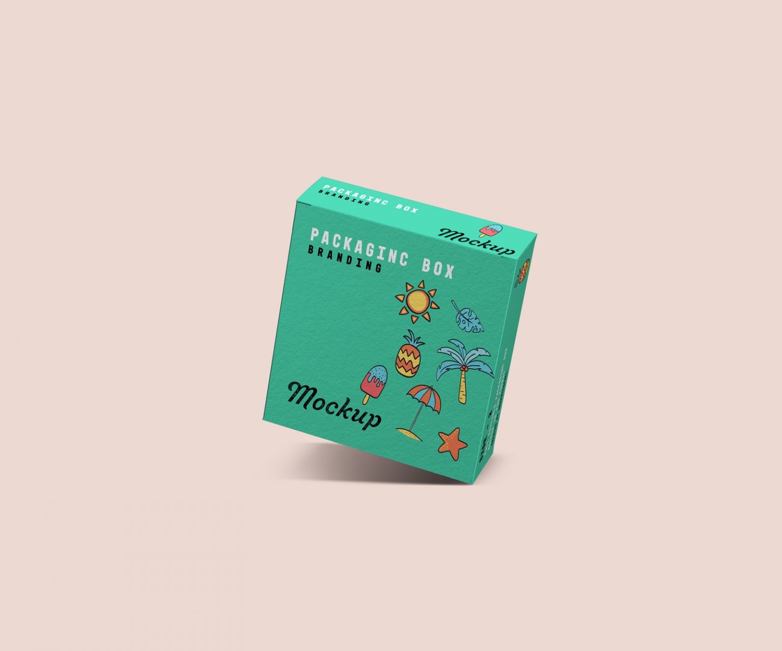 Front View of 2 Floating Square Box Packaging Mockups preview