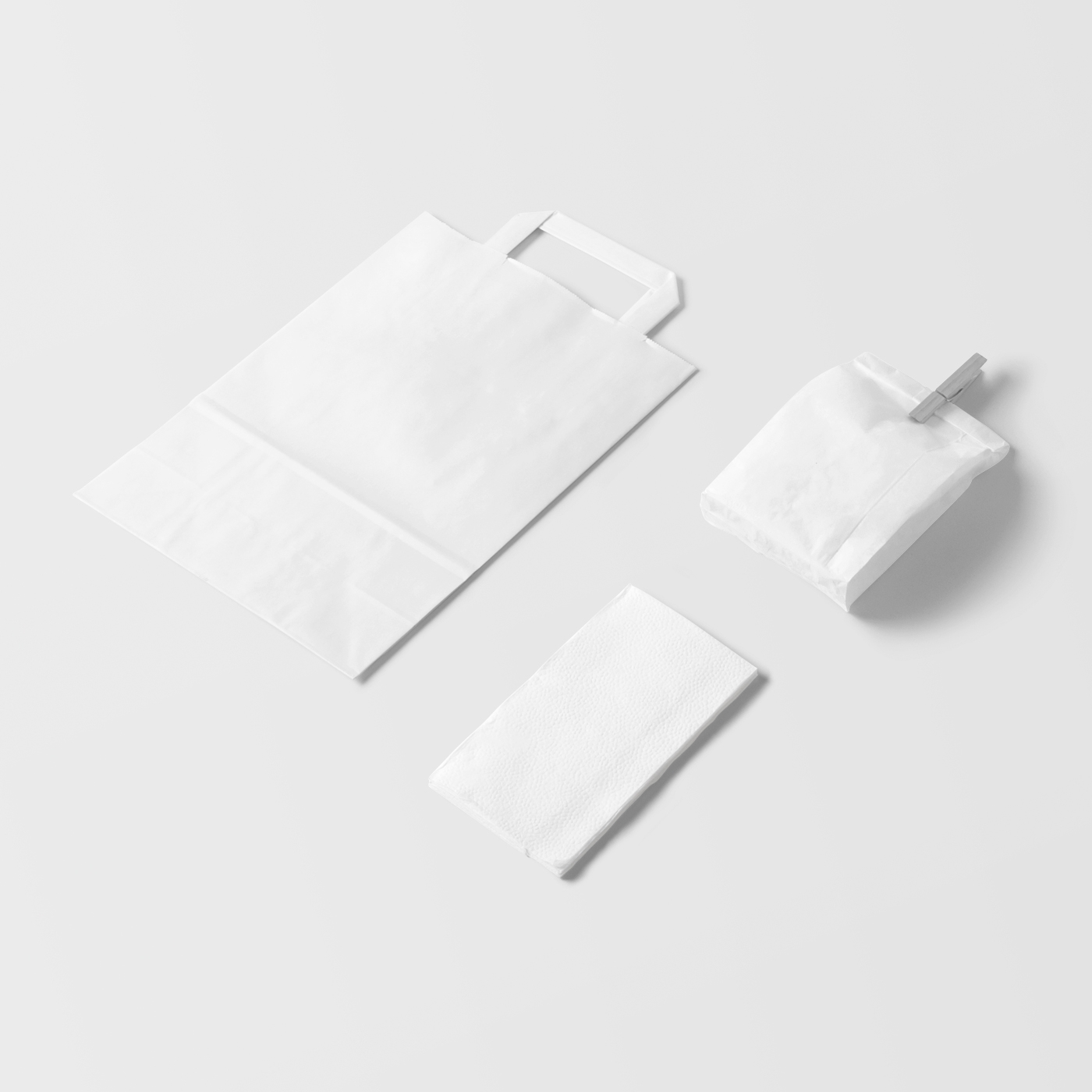 Perspective View of a Paper Bags and Napkin Mockup preview
