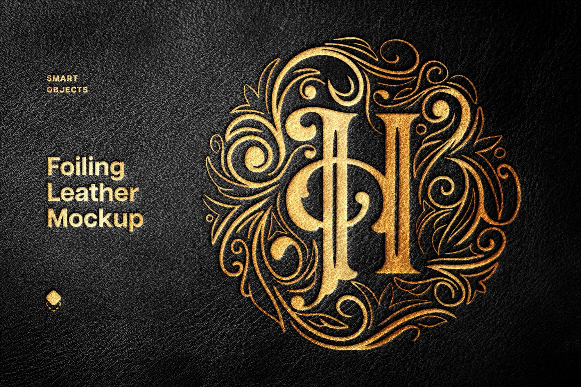 Black Elegant Leather Foiling Mockup / Text Effect