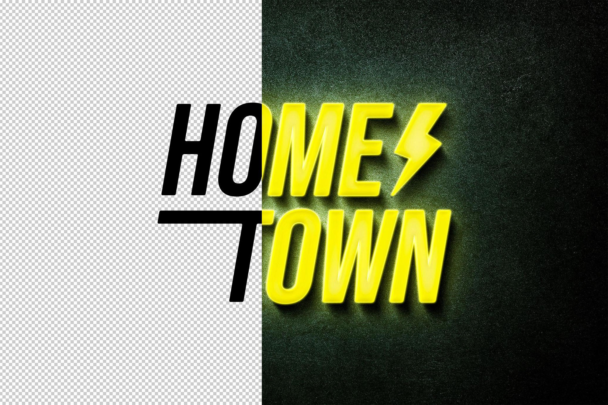 Yellow Neon Sign Mockup
