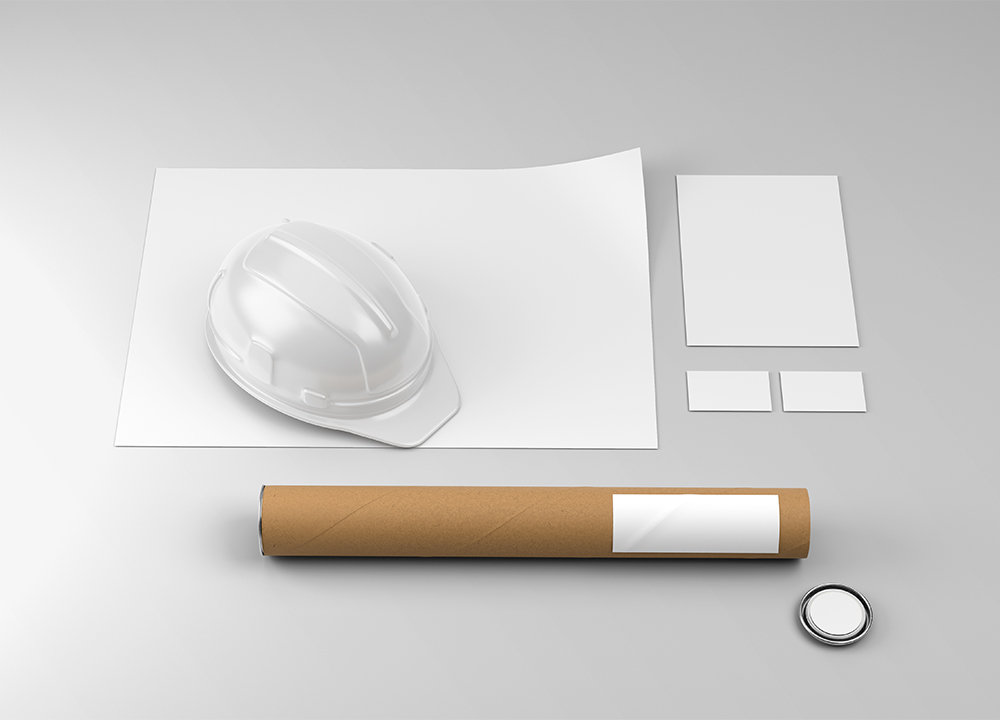 Top View of Construction Branding Mockup