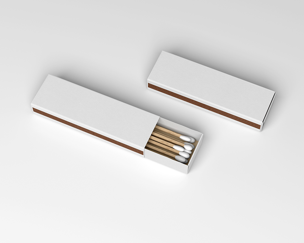 Top View of Open Vertical Matches Box Mockup