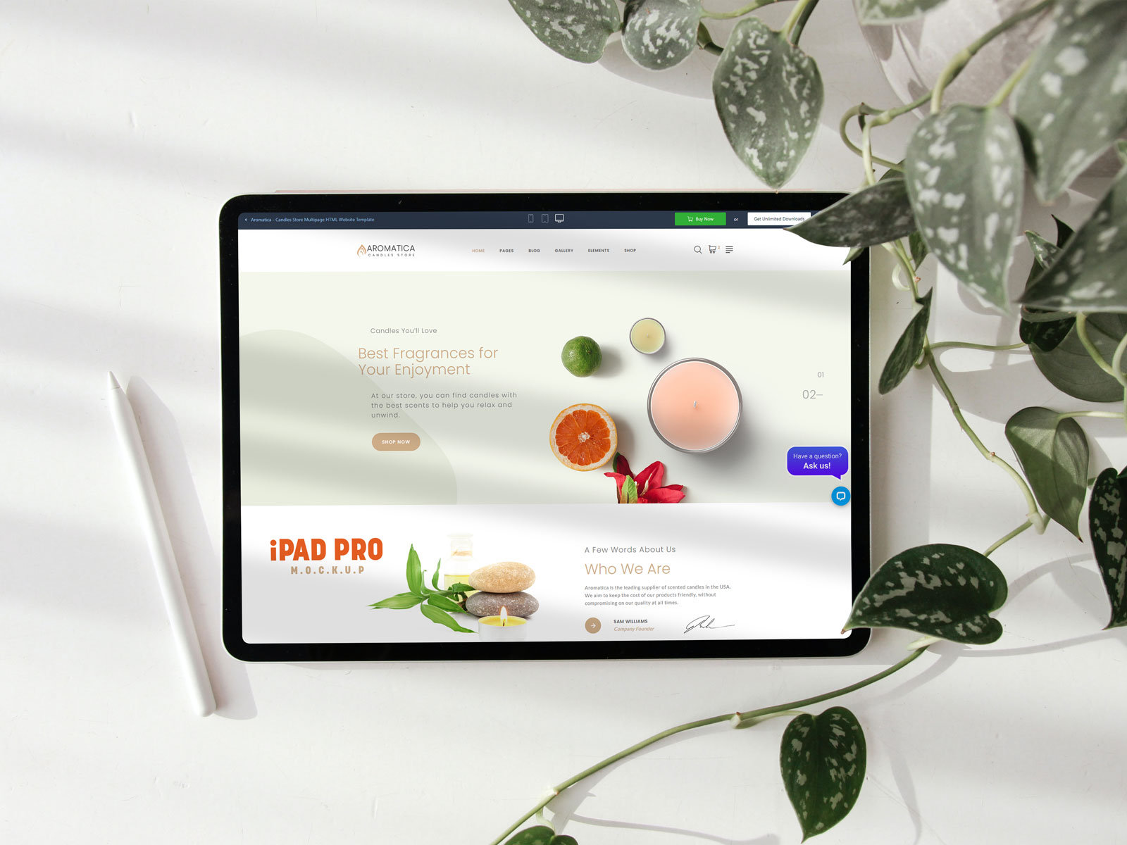 Top View of iPad Pro Mockup with Flower Border preview