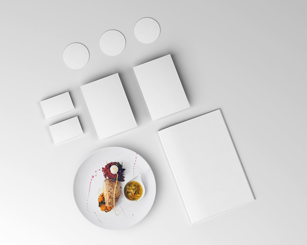 Top View of Restaurant Branding Mockup