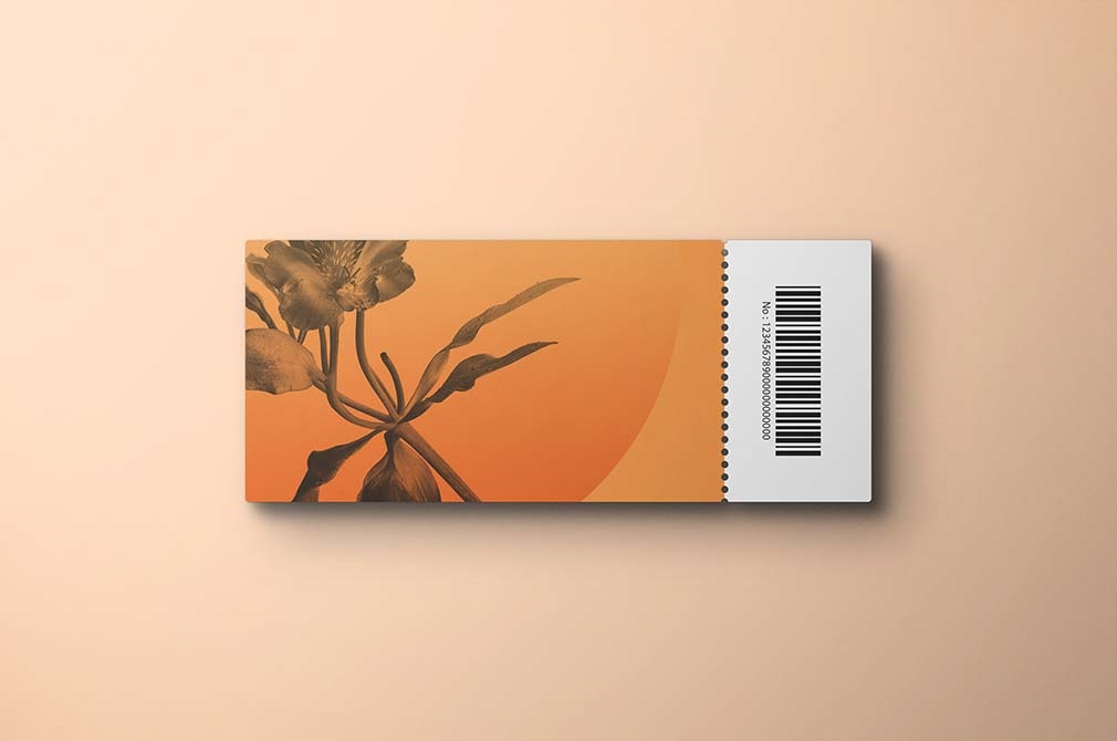 Top View of a Classic Rectangular Event Ticket Mockup