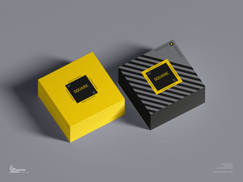 Top View of 2 Stacks of Square Business Card Mockup preview