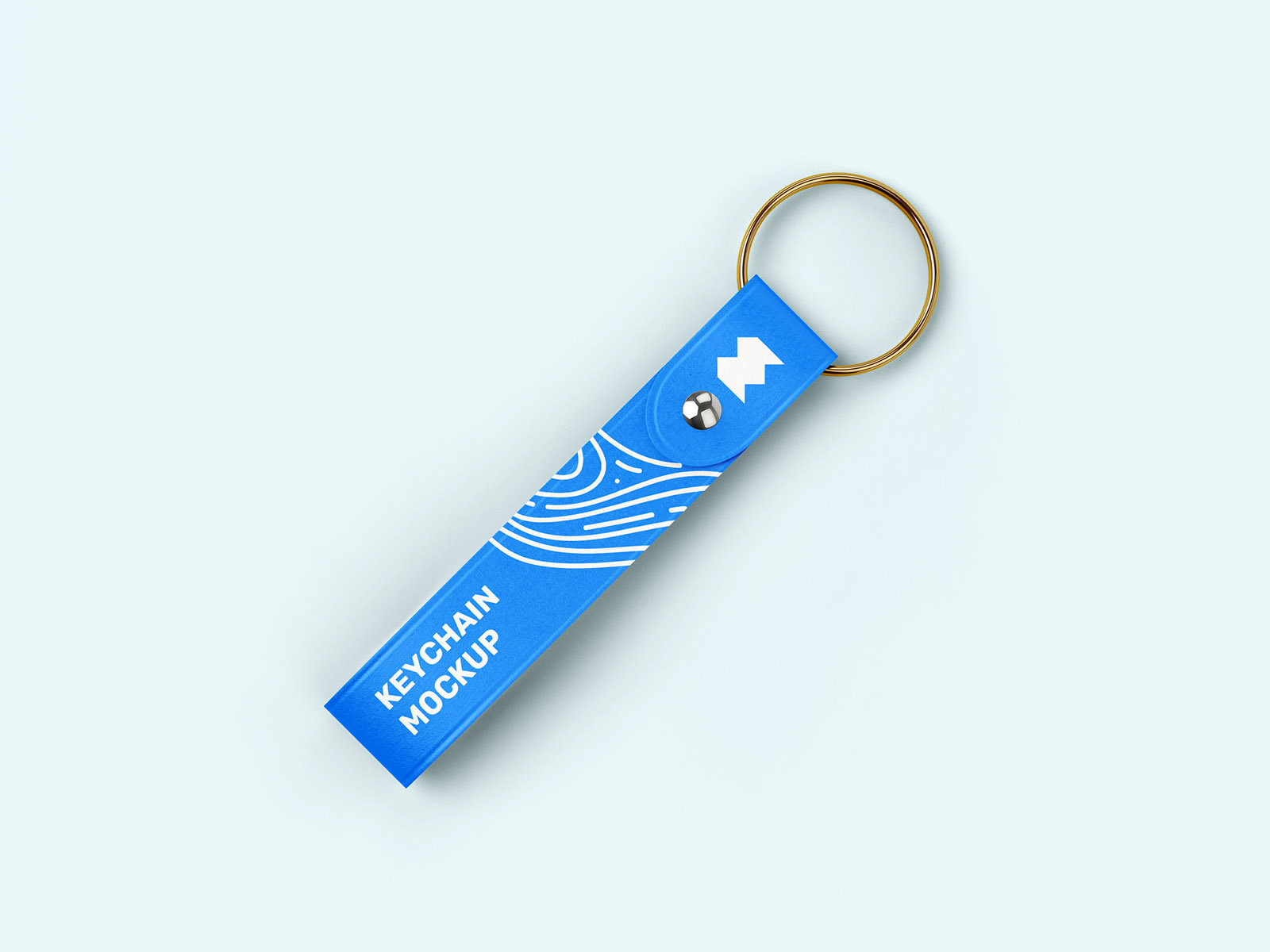 4 Mockups of Strap Keychains in Top and Perspective Sights