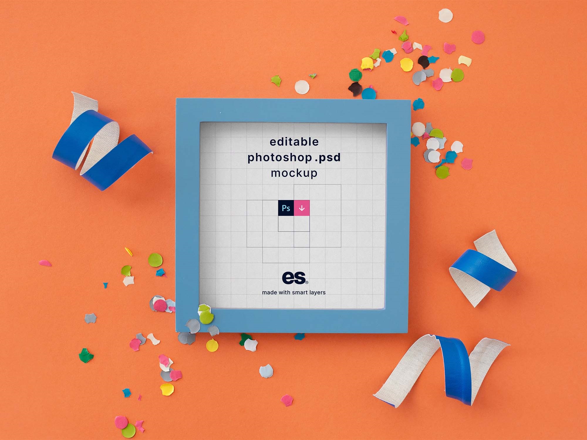 Top View of a Square Framed Poster Mockup preview