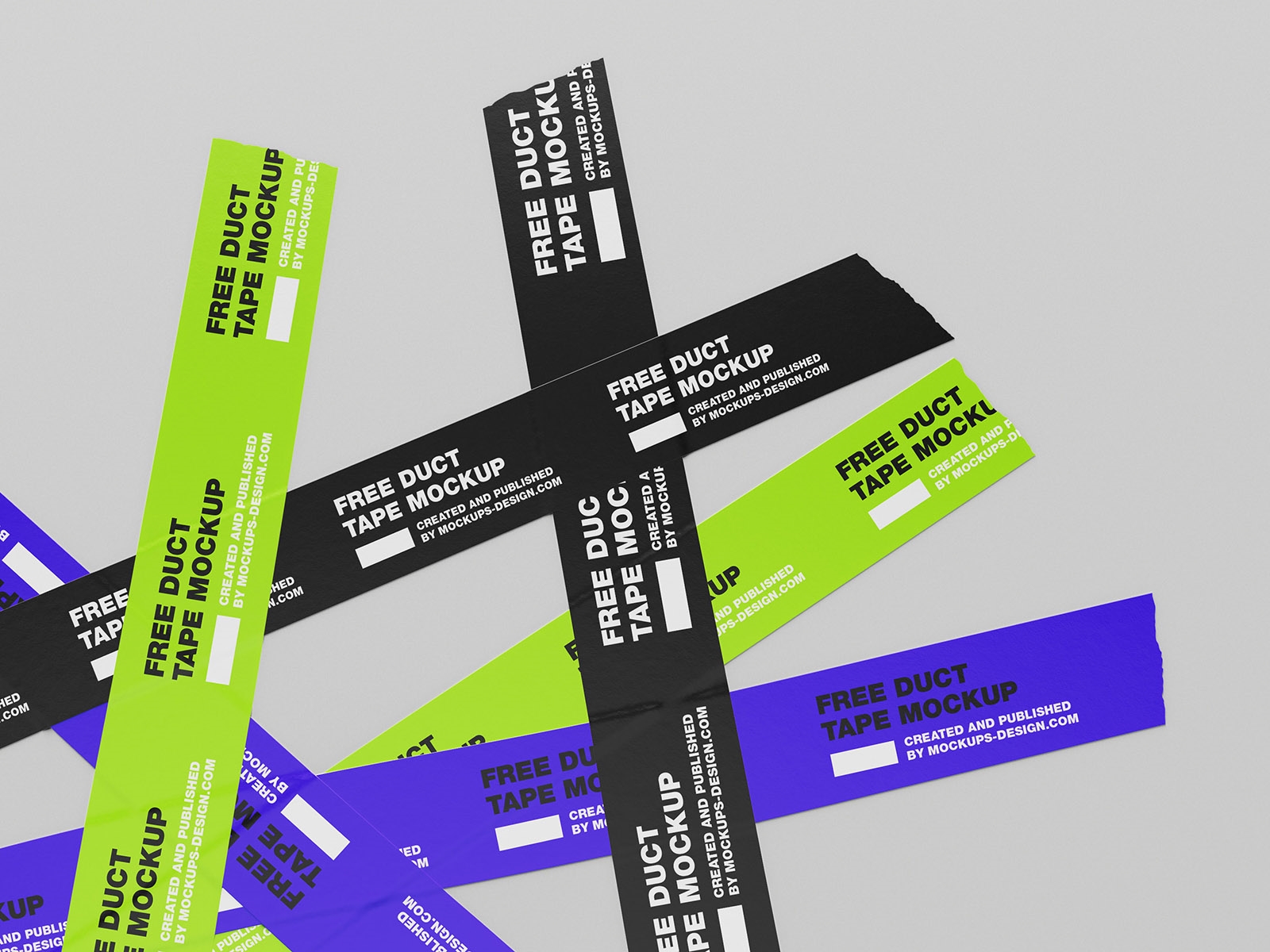 Front View of 4 Opened Duct Tape Strips Mockups
