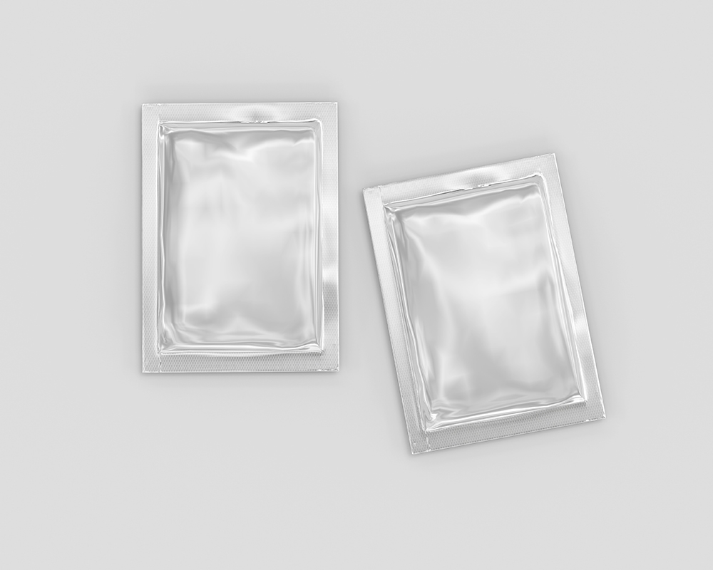 Top View of 2 Metallic Foil Sachets Mockup