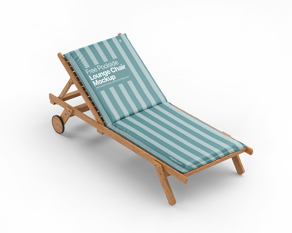 Poolside Lounger Mockup Featuring a Wooden Chair