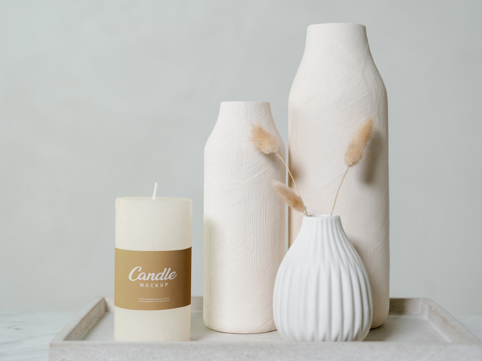 Front View of a Minimalistic Pillar Candle Label Mockup
