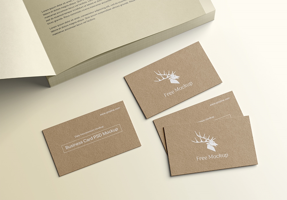 Top View of Several Business Cards Mockup preview