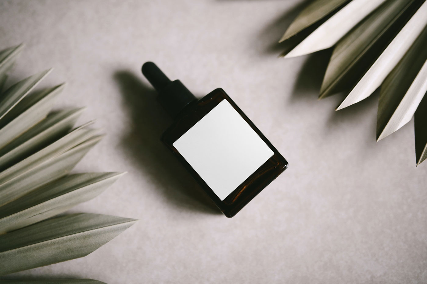 Top View of Square Label and Mini Bottle Mockup preview