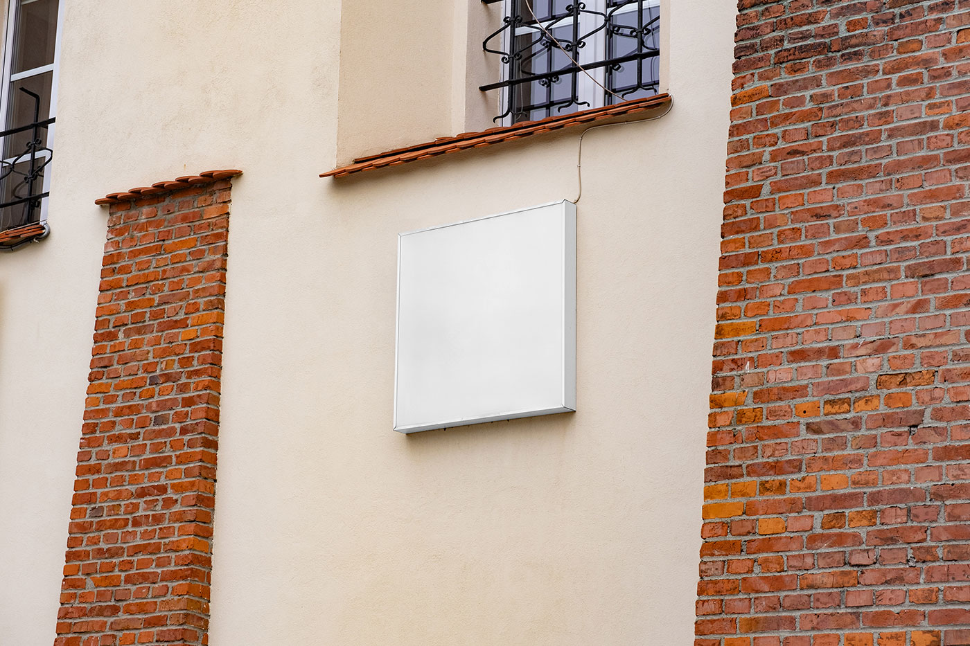 Square Coffer Sign on Wall Mockup preview