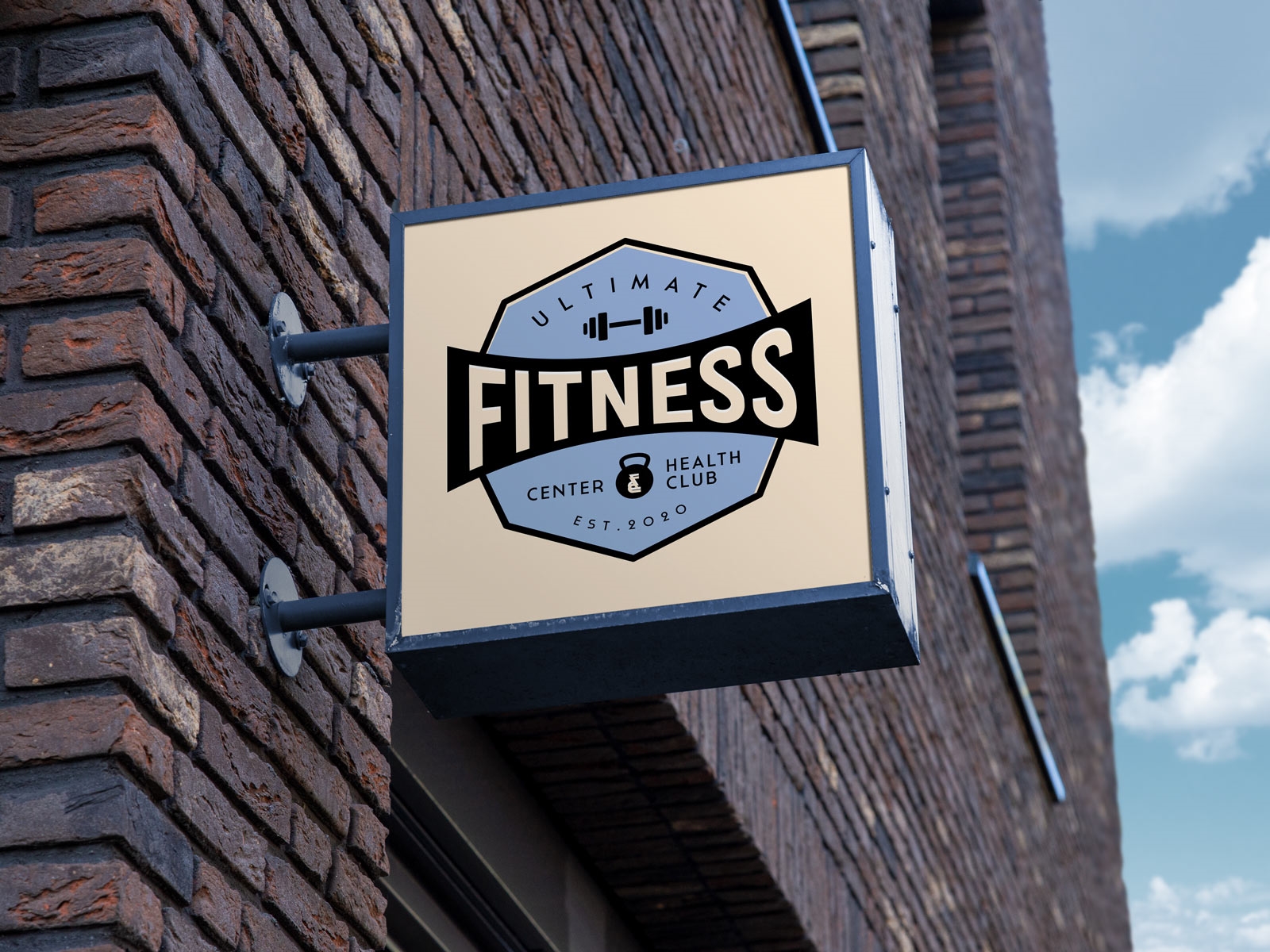 Square Signboard Mockup Attaching on Brick Wall preview
