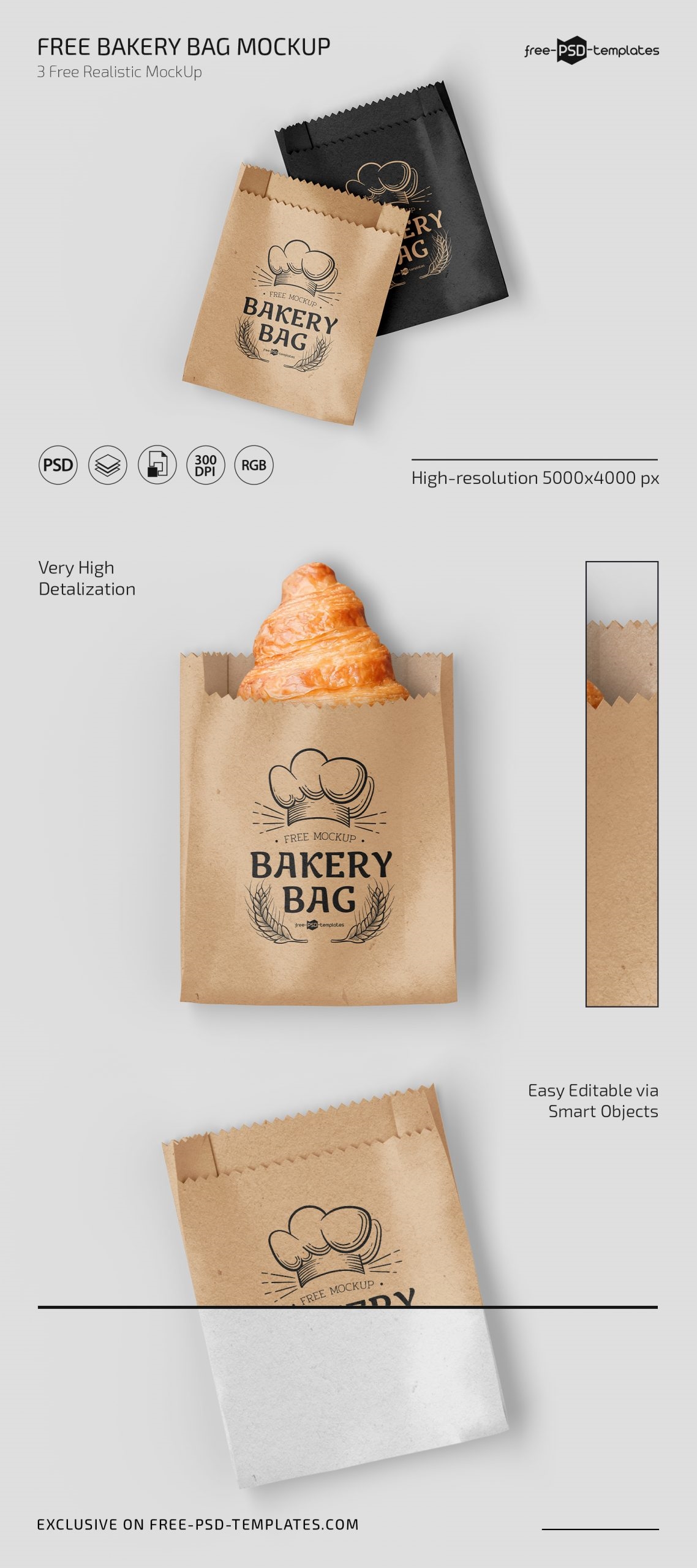Top View of 3 Bakery Bag Mockups preview