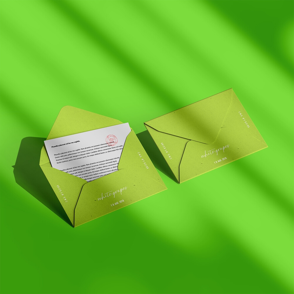Top View of Two Open and Closed Envelopes Mockup preview