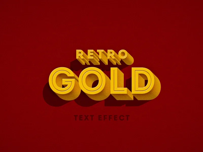 3D Gold Retro Text Effect