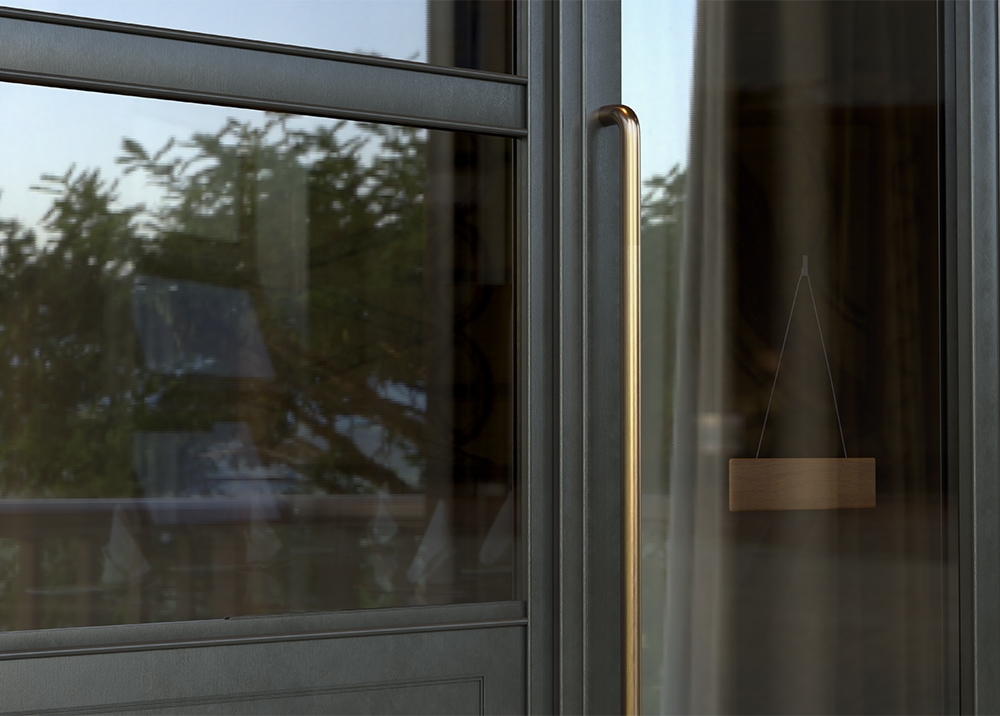 Perspective View of Window Logo Sign Mockup