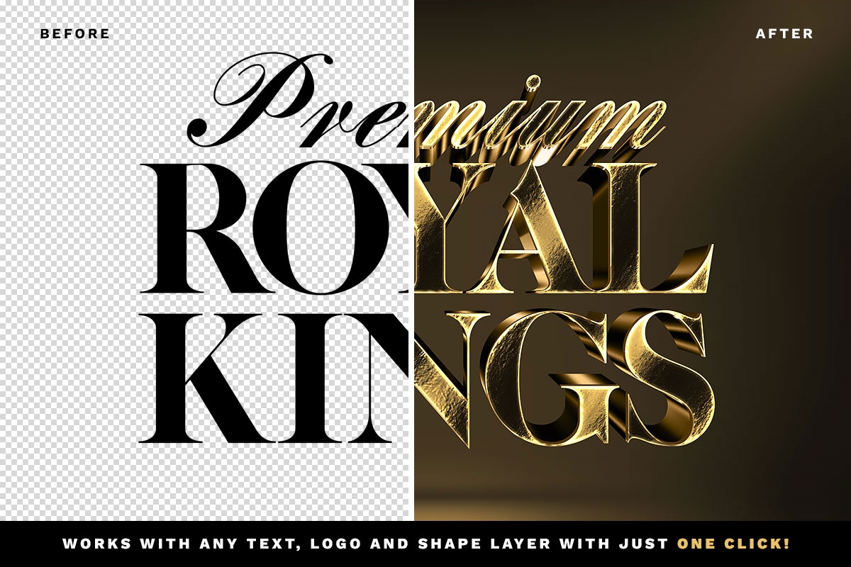 3D Gold Text and Logo Effect