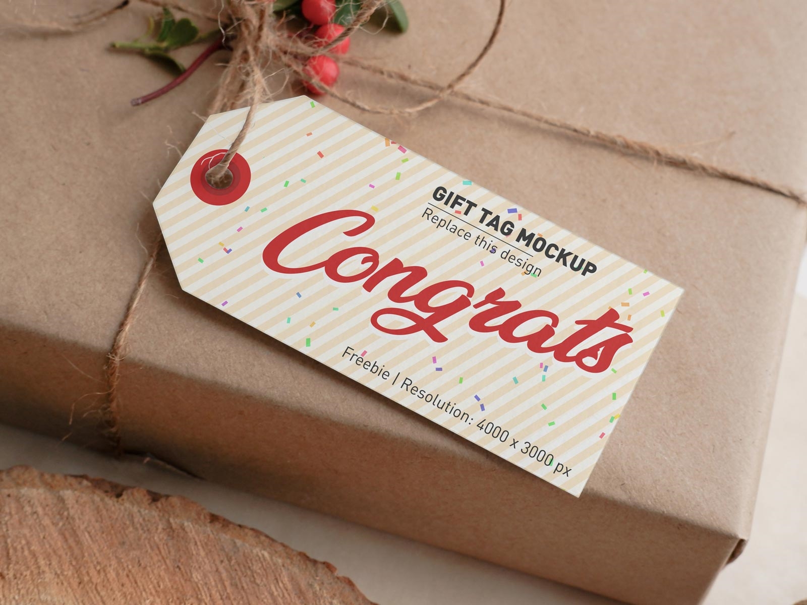 Top View of a Stringed Gift Tag Mockup preview