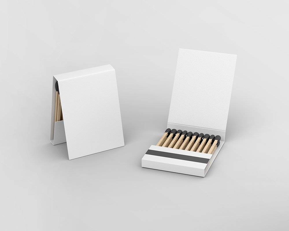 Front View of Two Open and Closed Matchbooks Mockup preview