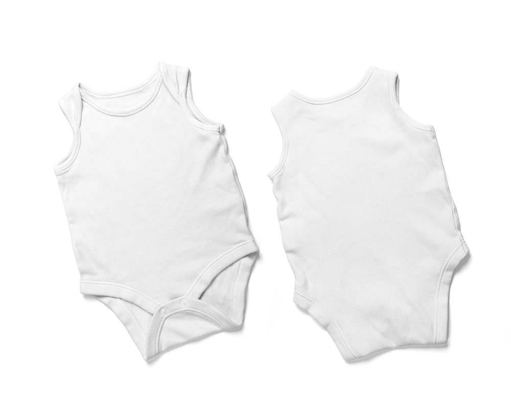 Top View of Two Sleeveless Baby Onesie Mockup preview