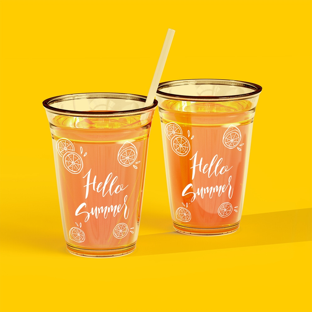 Front View of Two Juice Glasses Mockup