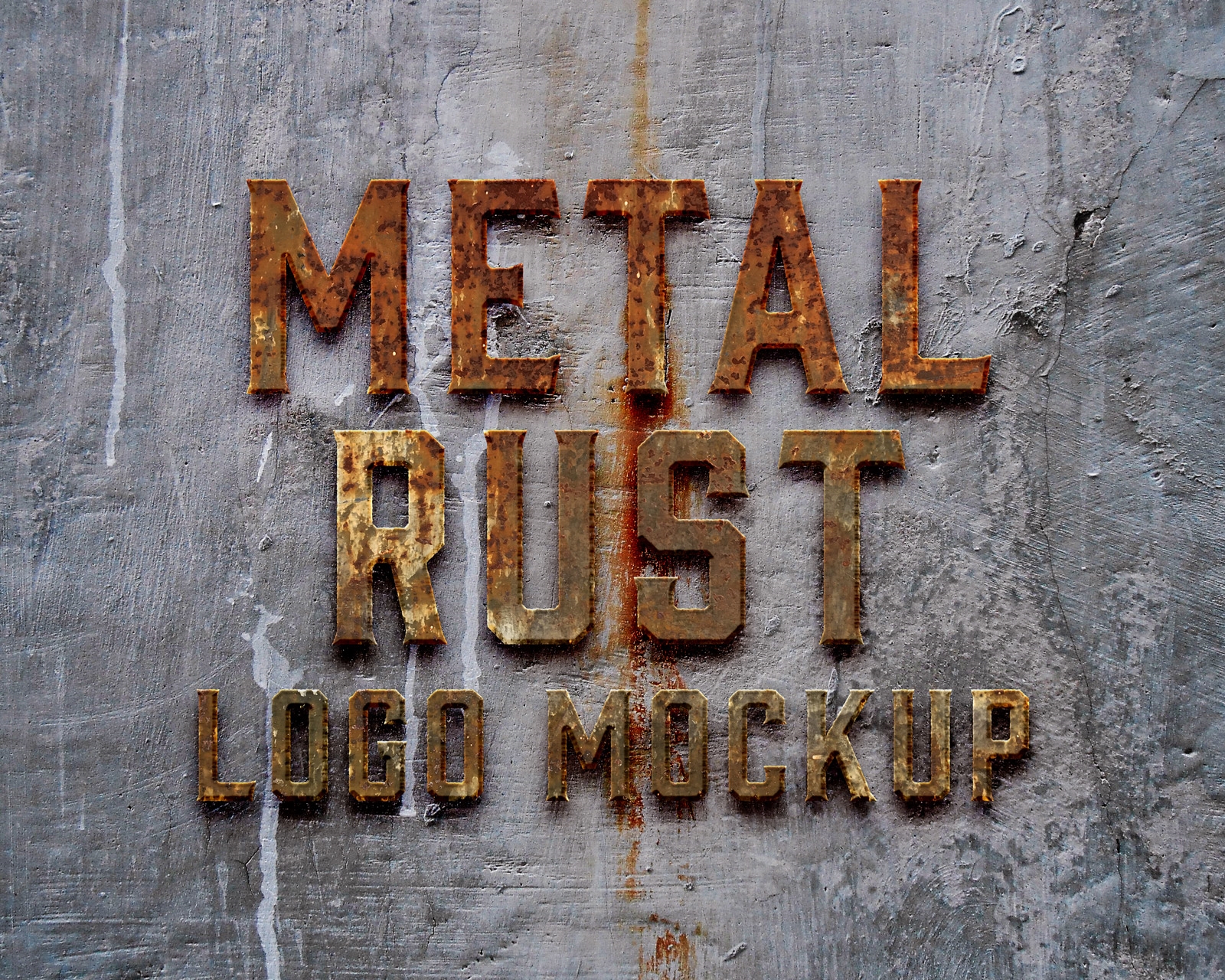 Front View of a Metal Rust Logo Mockup / Text Effect