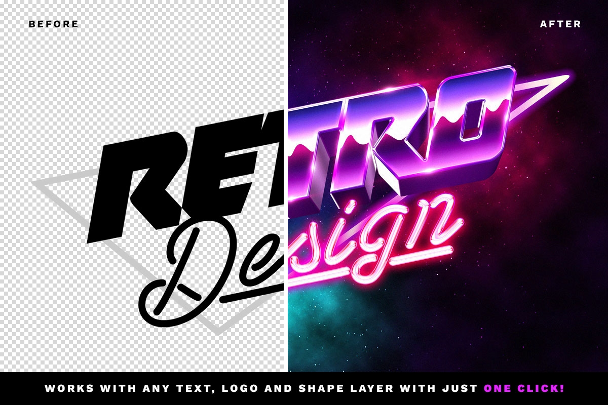 Shiny Neon 3D 80s Text Effect