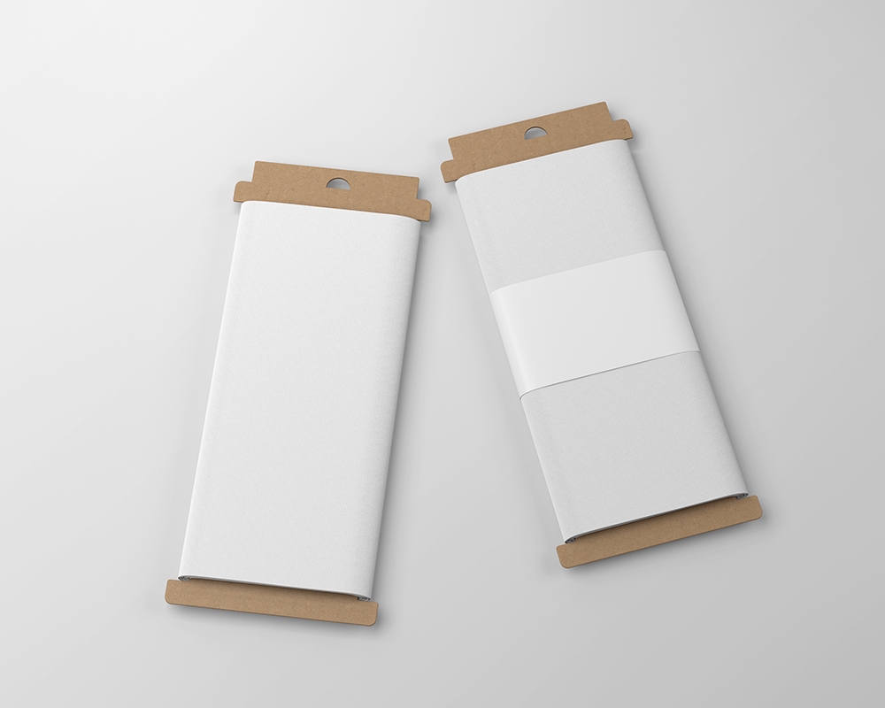 Top View of Two Fabric Bolts Wrapped Around Cardboards Mockup