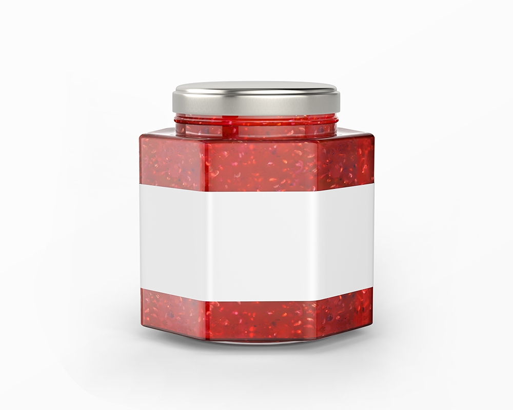 Geometrical Glass Jam Jar Placed in the Front View Mockup preview