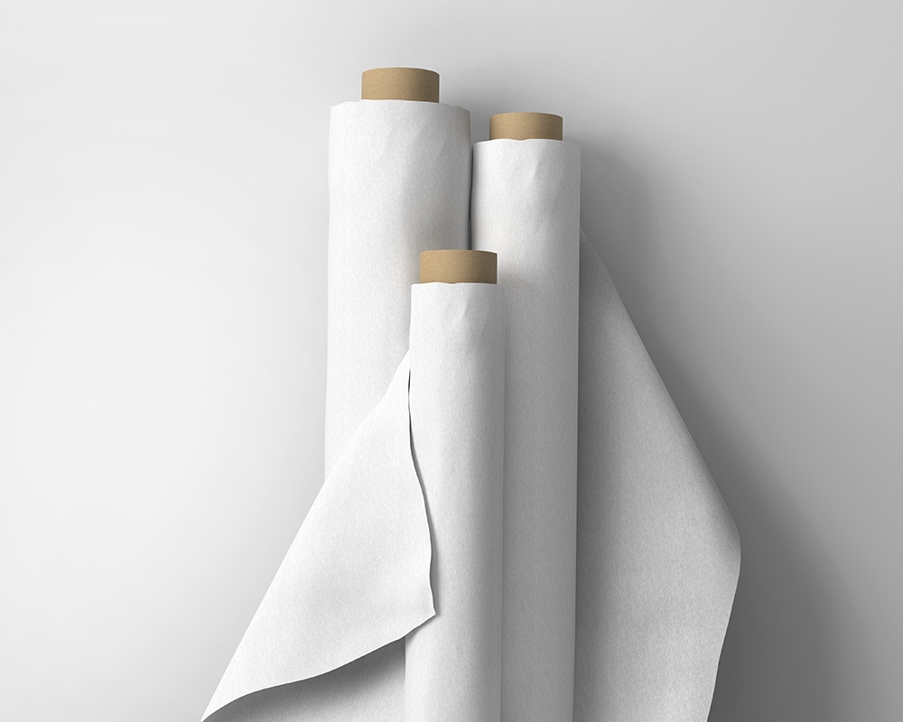 Top View of 3 Fabric Rolls Mockup