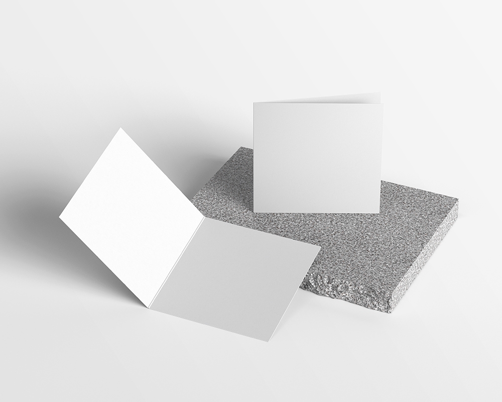 Top Side View of Bi-Fold Square Flyer Mockup
