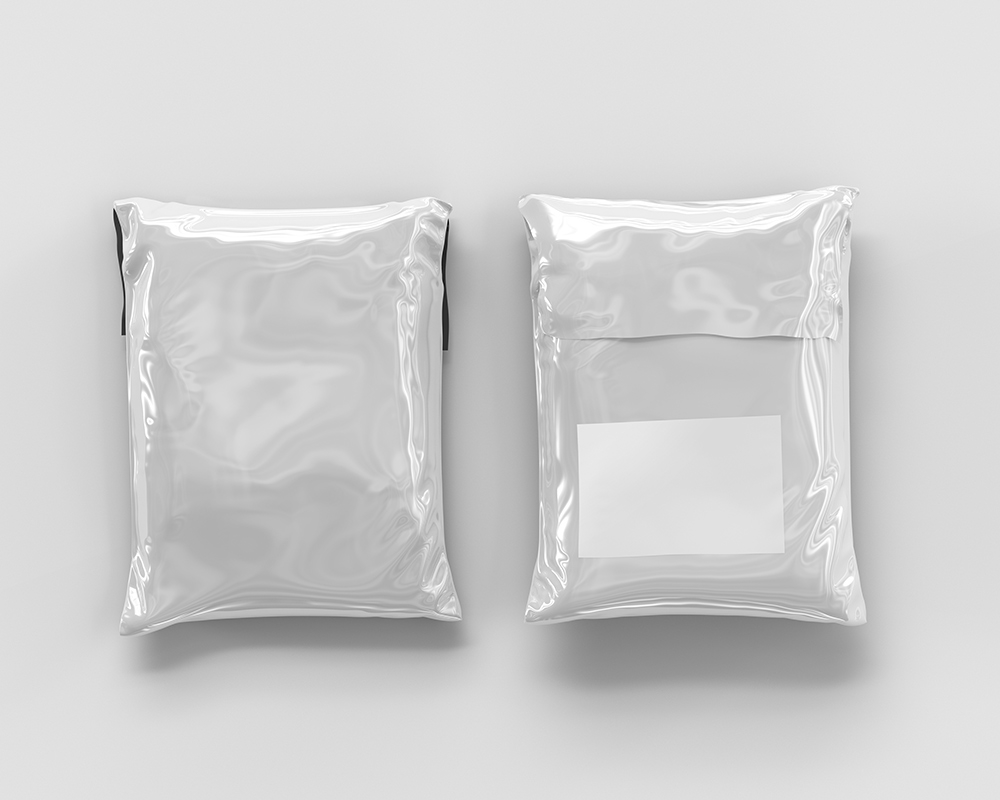Top View of Two Shipping Plastic Bag Packaging Mockup preview