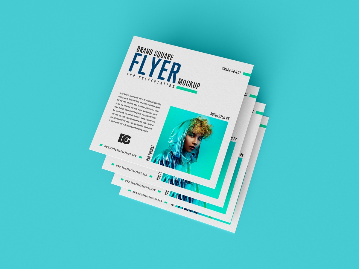 Mockup of Multiple Square Flyers on Top of Each Other