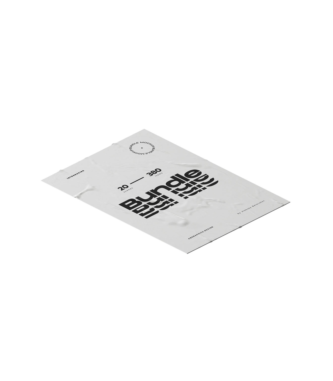 Isometric Crumpled A4 Paper Mockup on a Simple Surface preview
