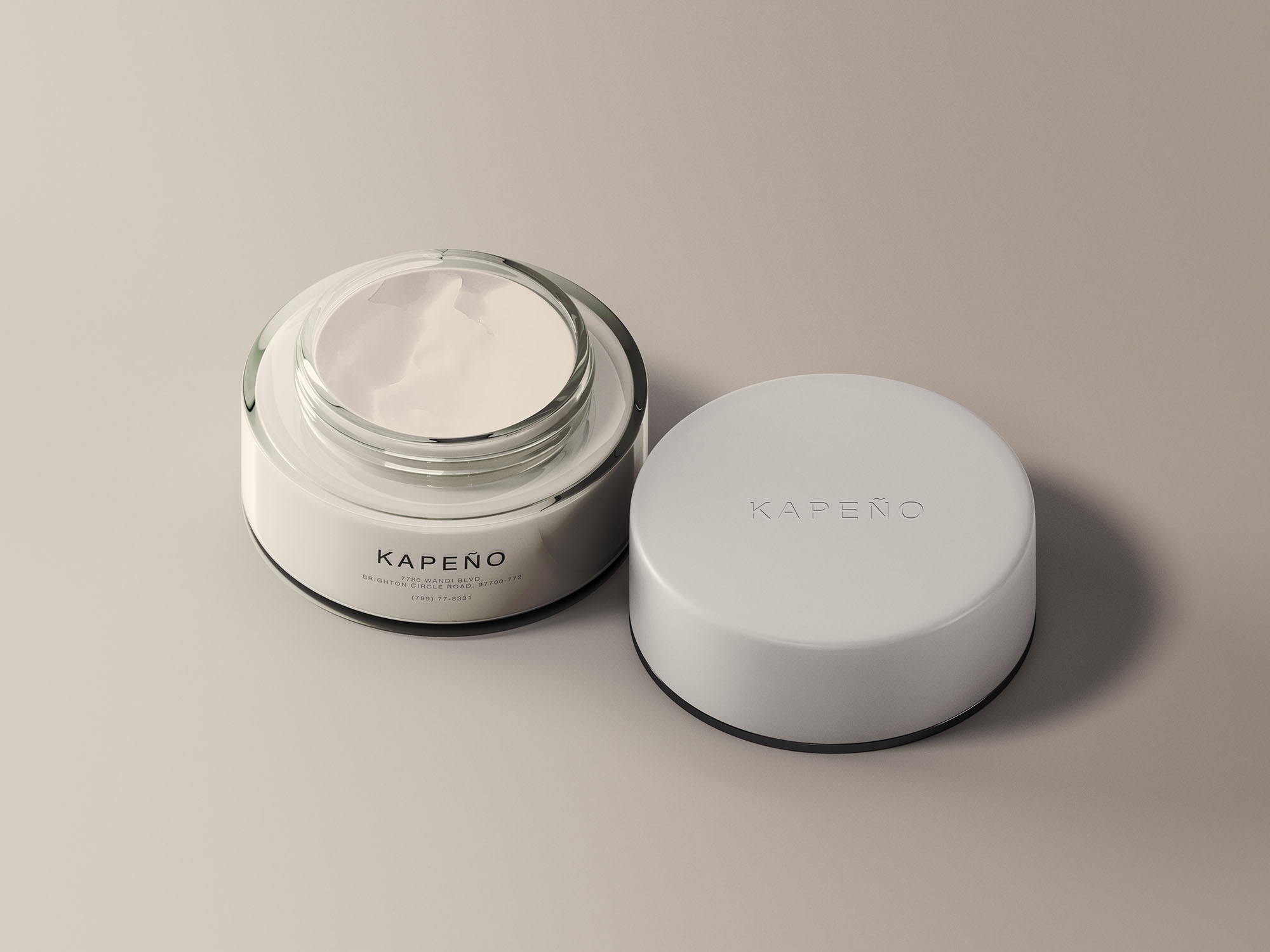 Realistic Cream Jar with the Lid off Mockup preview