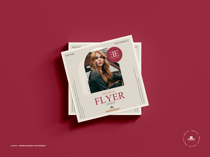 Top View Square Flyer Mockup