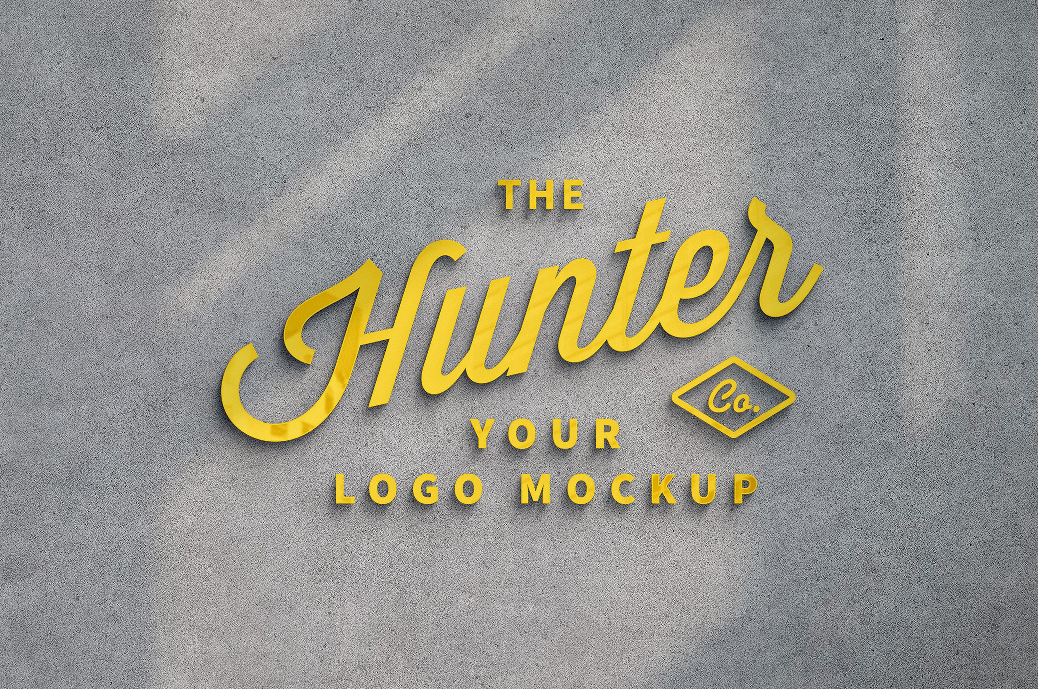 Front View of a Glowing Logo on a Concrete Surface Mockup / Text Effect