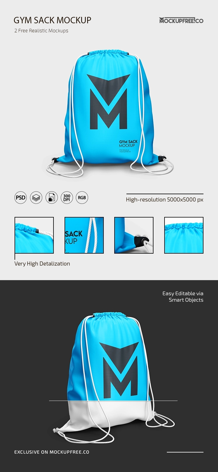 2 Gym Sack Mockups in Different Shots
