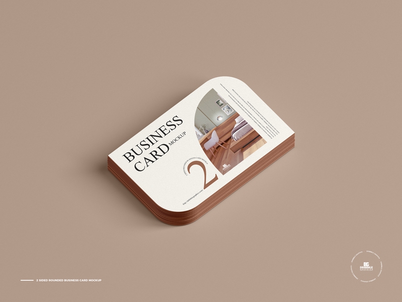 Stack of 2 Sided Rounded Business Cards Mockup preview