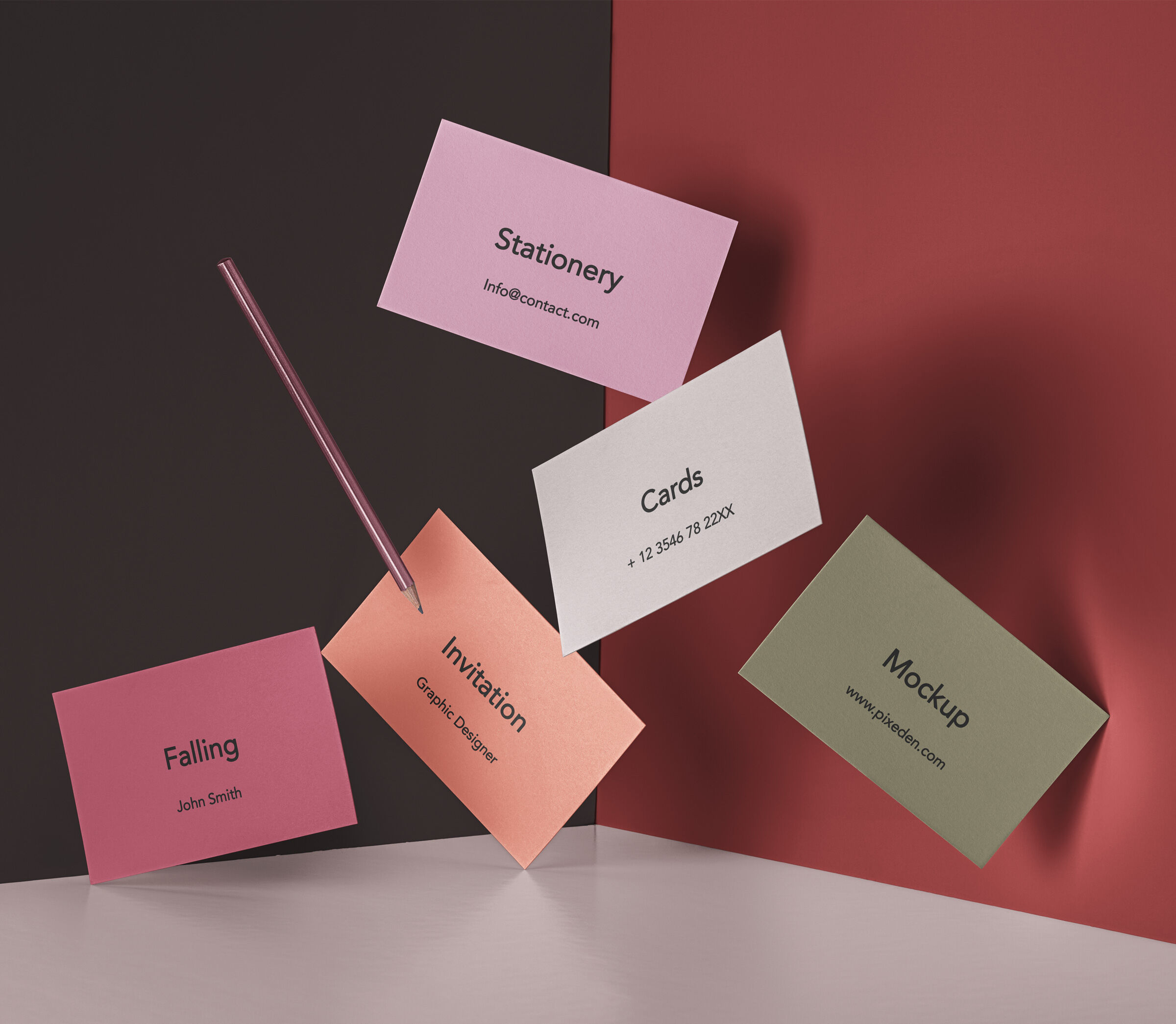 A Set of Falling Invitation Card Mockup preview