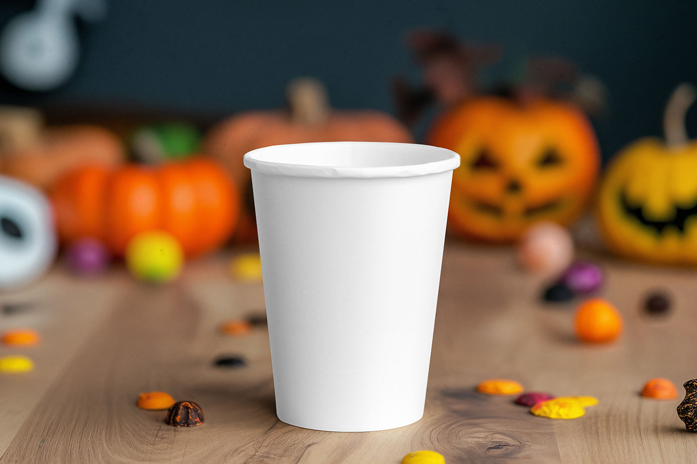 Paper Cup with Pumpkins Mockup preview