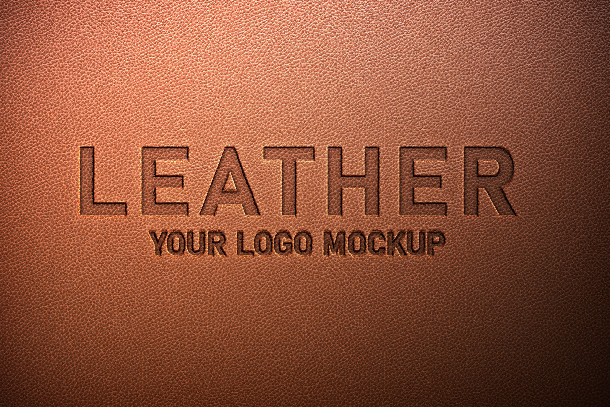 Debossed Leather Logo Mockup / Text Effect in Top View