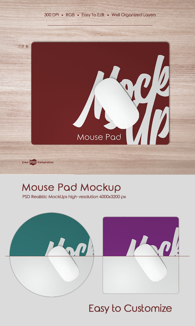 Top View of Simple Wireless Mouse on Pad Mockup preview