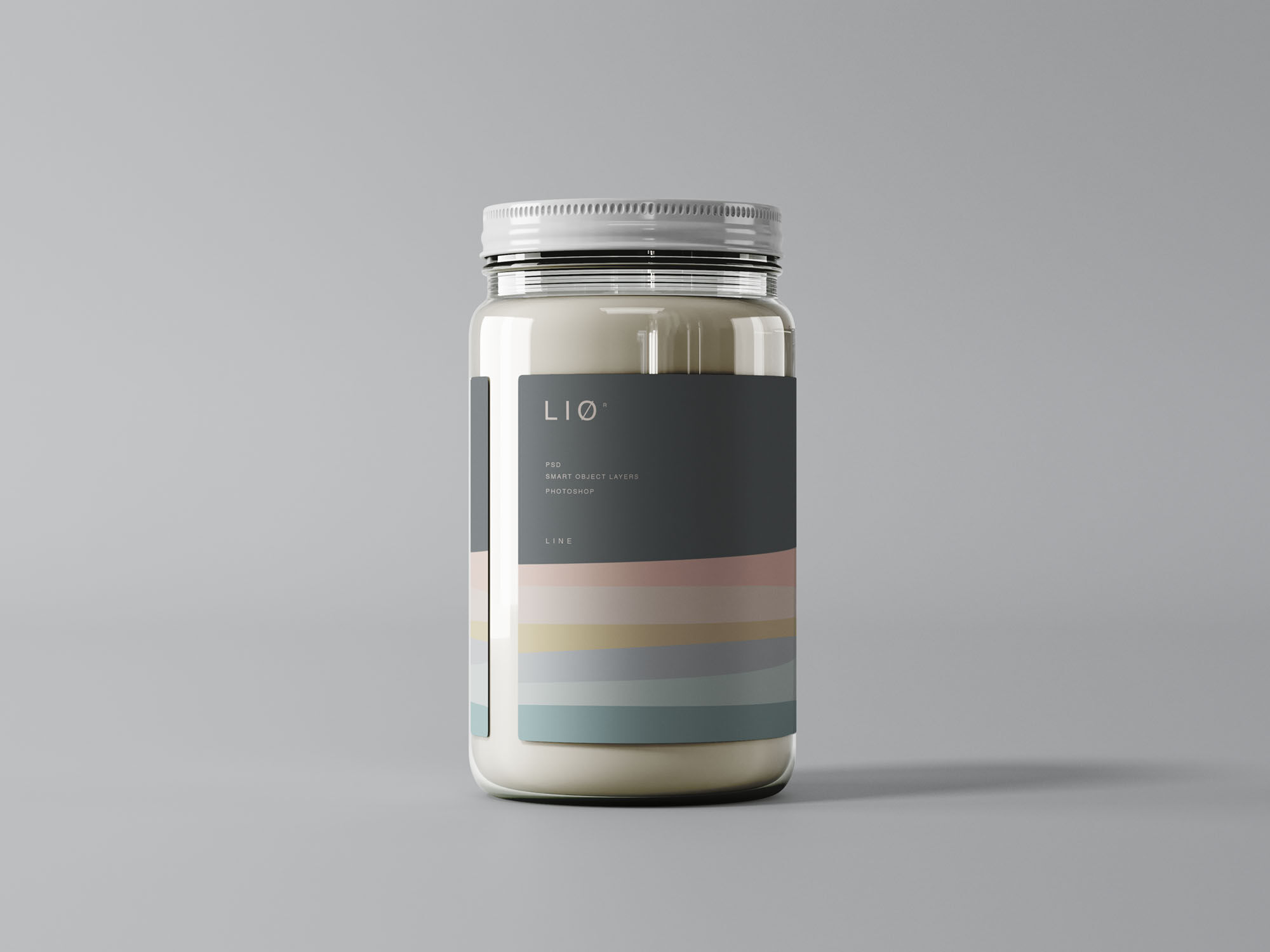 Glass Jar Mockup in Sleeve Label Standing in the Front View preview