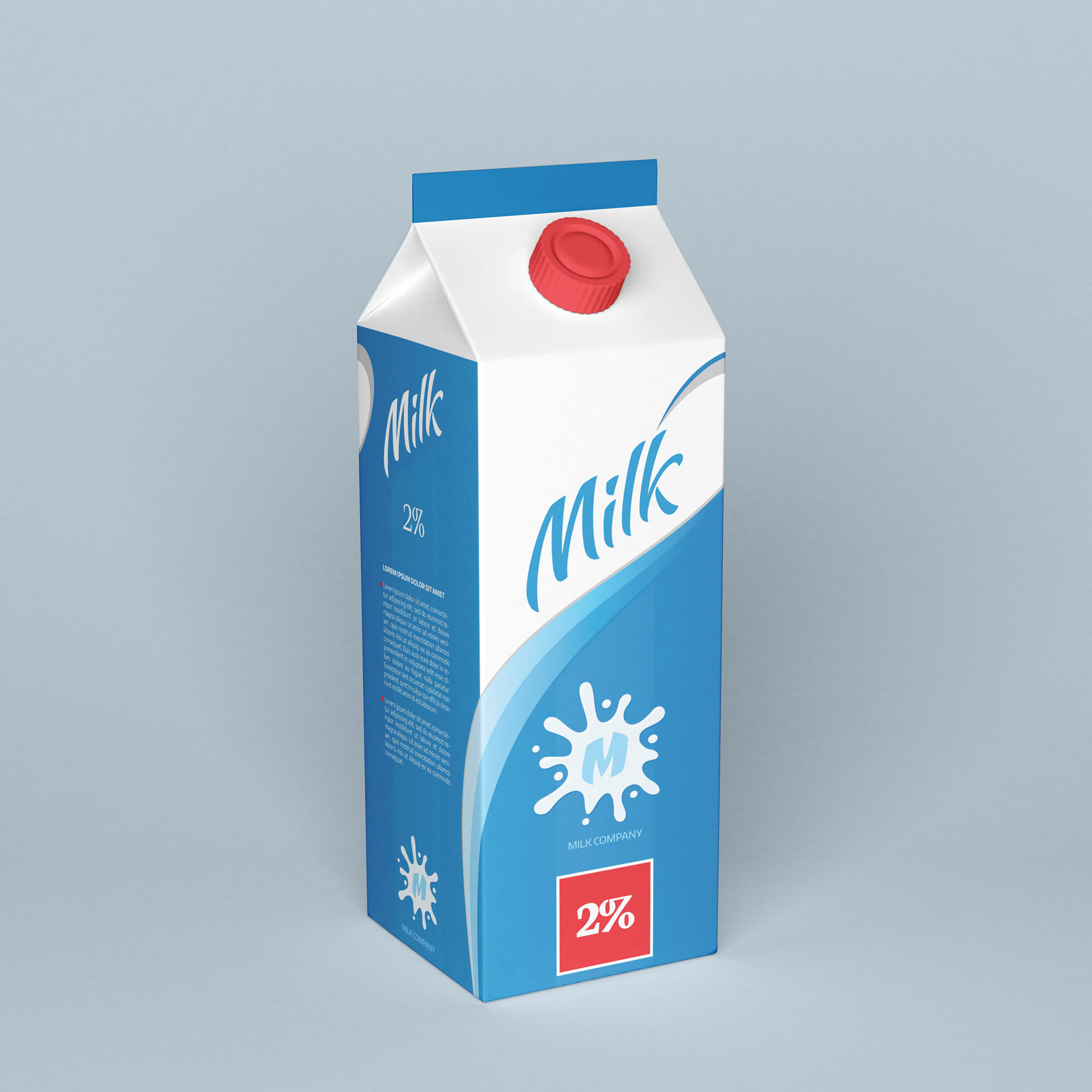 Milk Carton Standing in the Half-side View Mockup preview